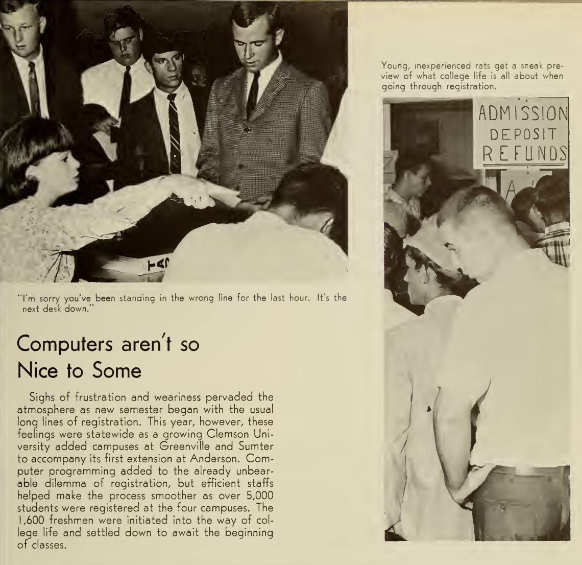 partial page from 1967 TAPS depicted and humorously describing
registration